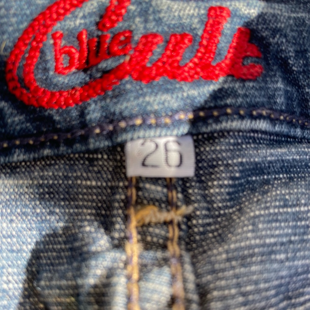 VINTAGE BLUE CULT BOHO HIPSTER FITTED HIGH RISE WIDE LEG FLARE BLUE JEANS - Picture 12 of 15